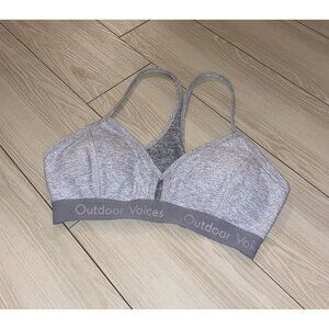 Outdoor Voices Steeplechase Sports Bra Lined Wire Free TBack Womens S Small Gray